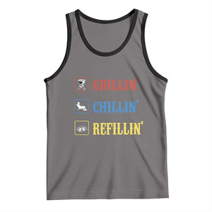 BBQ Lover Tank Top Grilling Chillin' Grillin' Refillin' Smoker TS11 Deep Heather Black Print Your Wear