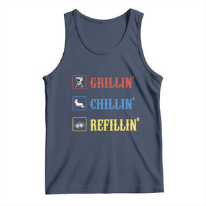 BBQ Lover Tank Top Grilling Chillin' Grillin' Refillin' Smoker TS11 Navy Print Your Wear