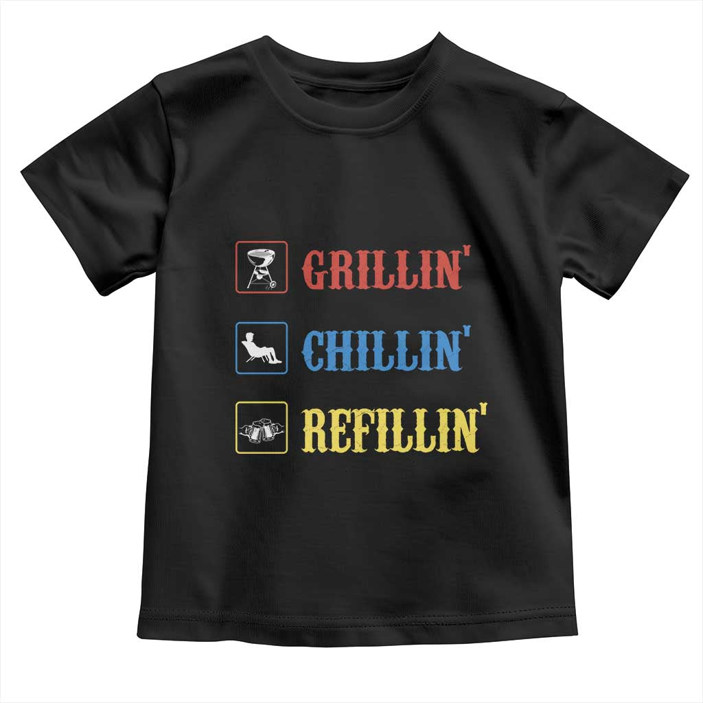 BBQ Lover Toddler T Shirt Grilling Chillin' Grillin' Refillin' Smoker TS11 Black Print Your Wear