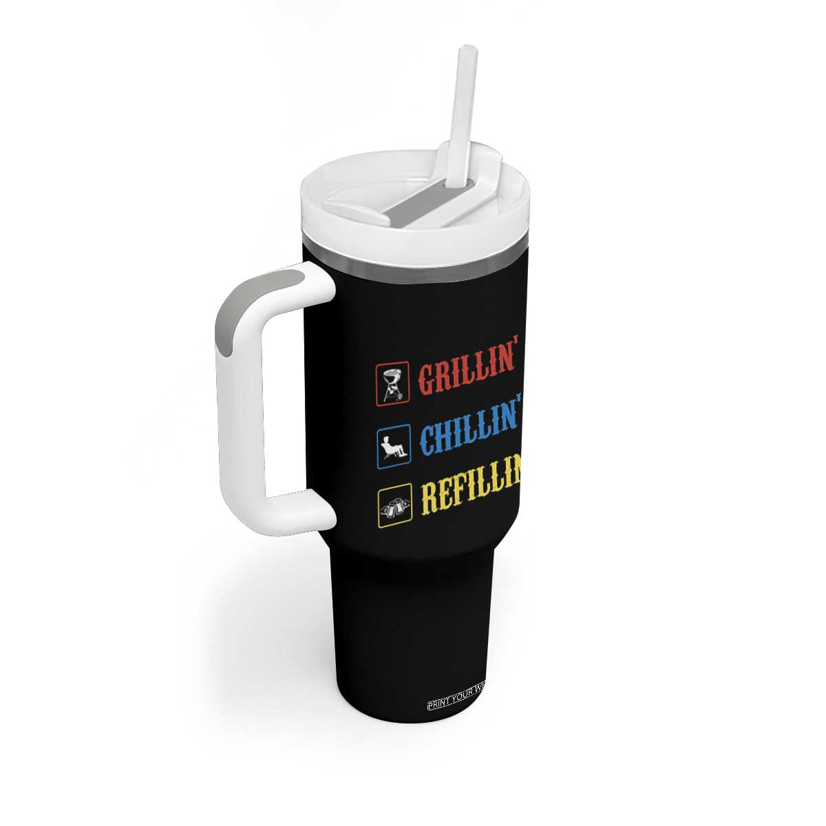 BBQ Lover Tumbler With Handle Grilling Chillin' Grillin' Refillin' Smoker TS11 Print Your Wear