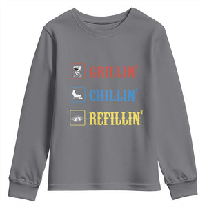 BBQ Lover Youth Sweatshirt Grilling Chillin' Grillin' Refillin' Smoker TS11 Charcoal Print Your Wear