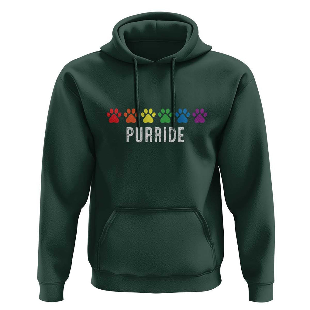 LGBT Cat Hoodie Purride Rainbow Pride Ally TS11 Dark Forest Green Print Your Wear