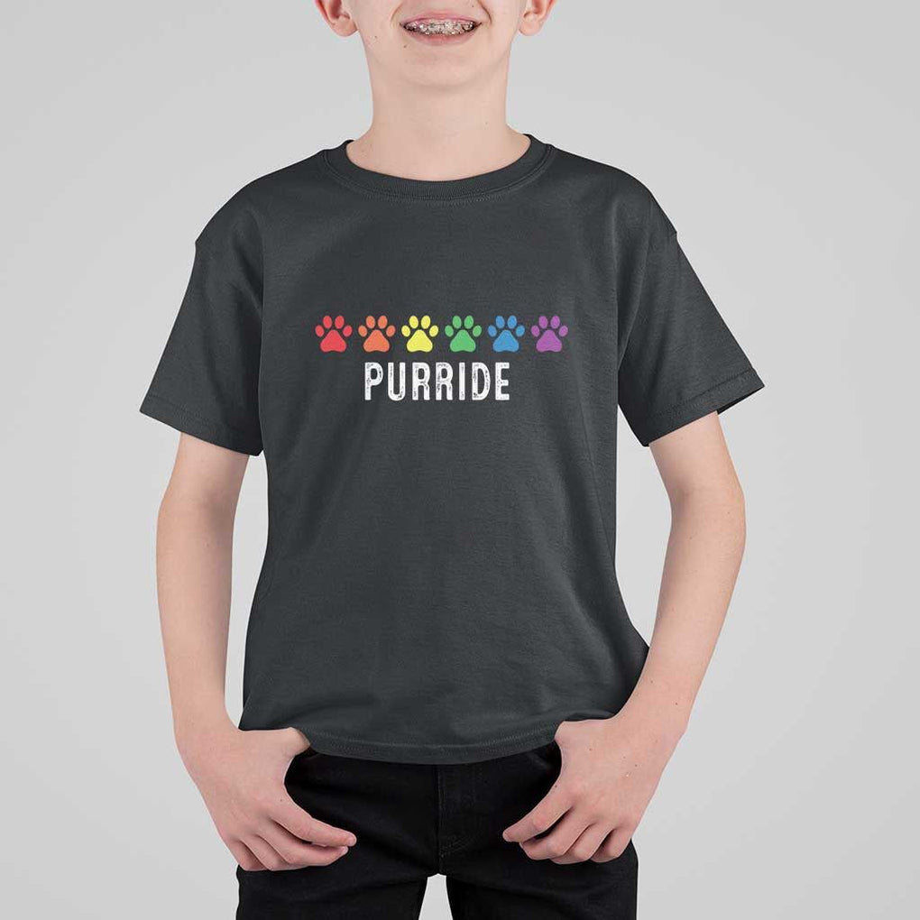 LGBT Cat T Shirt For Kid Purride Rainbow Pride Ally TS11 Black Print Your Wear