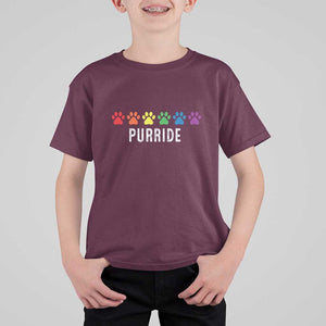 LGBT Cat T Shirt For Kid Purride Rainbow Pride Ally TS11 Maroon Print Your Wear