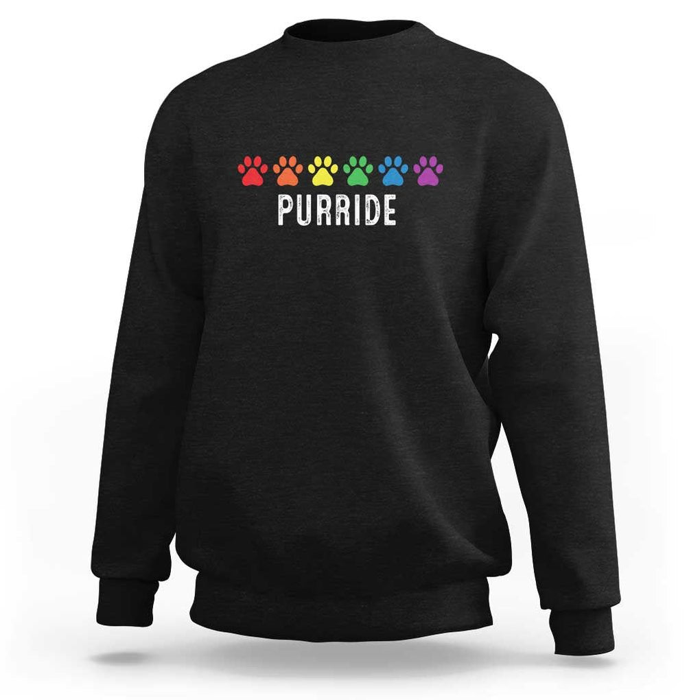 LGBT Cat Sweatshirt Purride Rainbow Pride Ally TS11 Black Print Your Wear