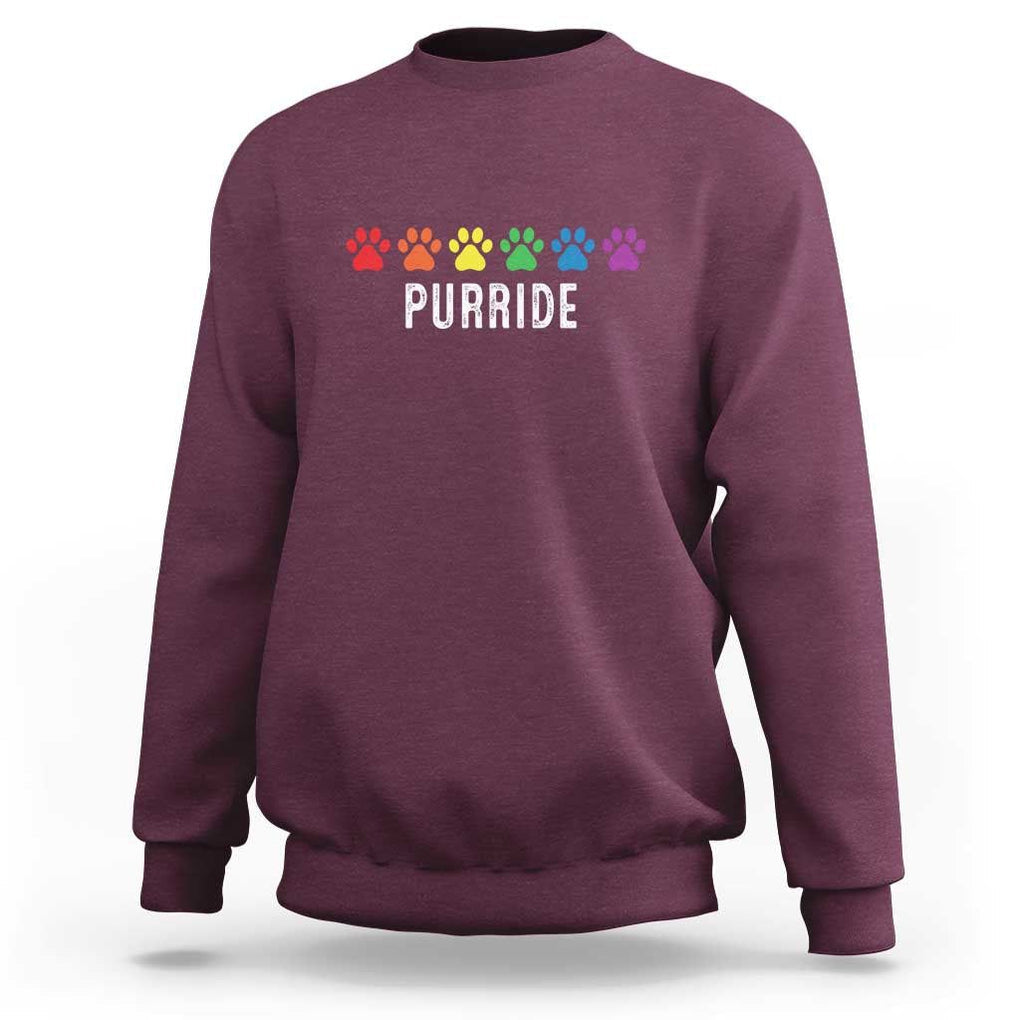 LGBT Cat Sweatshirt Purride Rainbow Pride Ally TS11 Maroon Print Your Wear