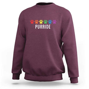 LGBT Cat Sweatshirt Purride Rainbow Pride Ally TS11 Maroon Print Your Wear