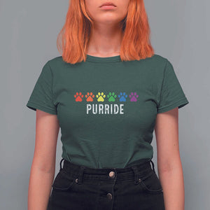 LGBT Cat T Shirt For Women Purride Rainbow Pride Ally TS11 Dark Forest Green Print Your Wear