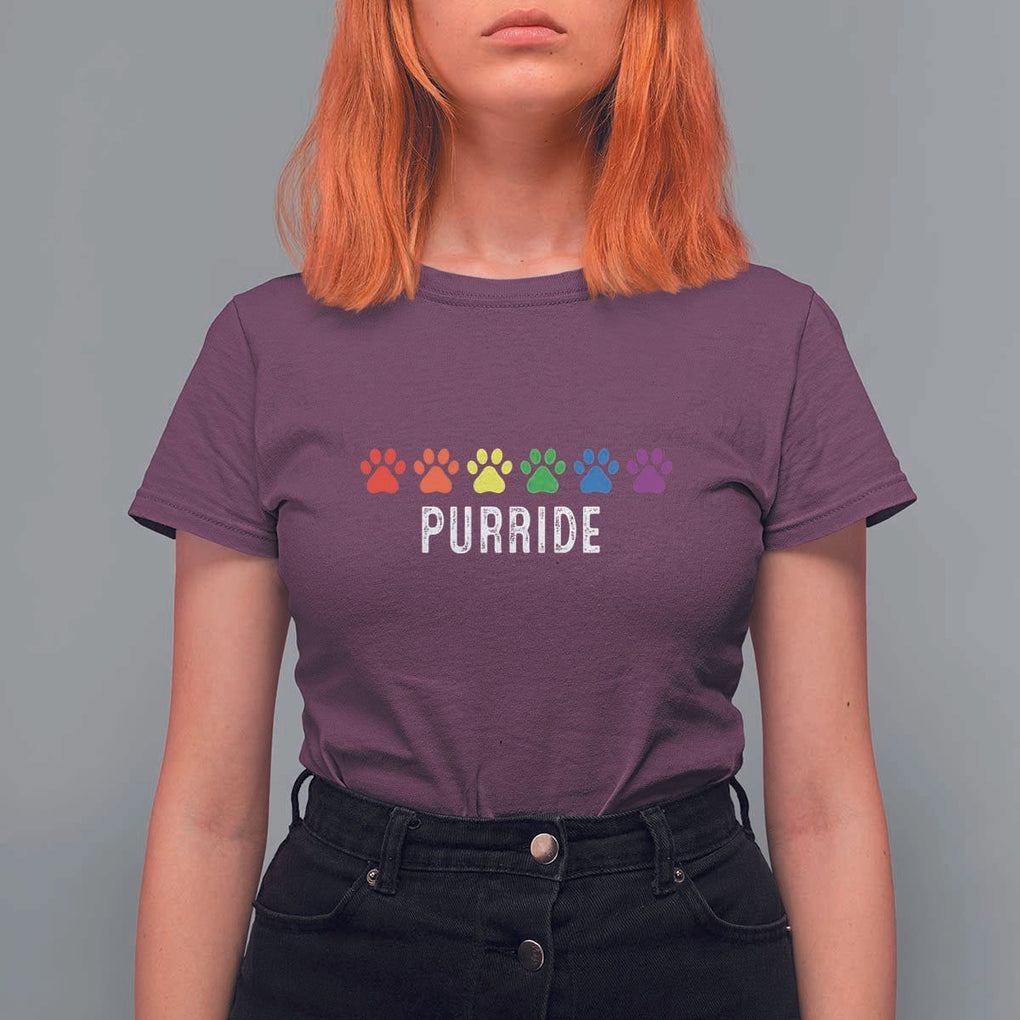 LGBT Cat T Shirt For Women Purride Rainbow Pride Ally TS11 Maroon Print Your Wear