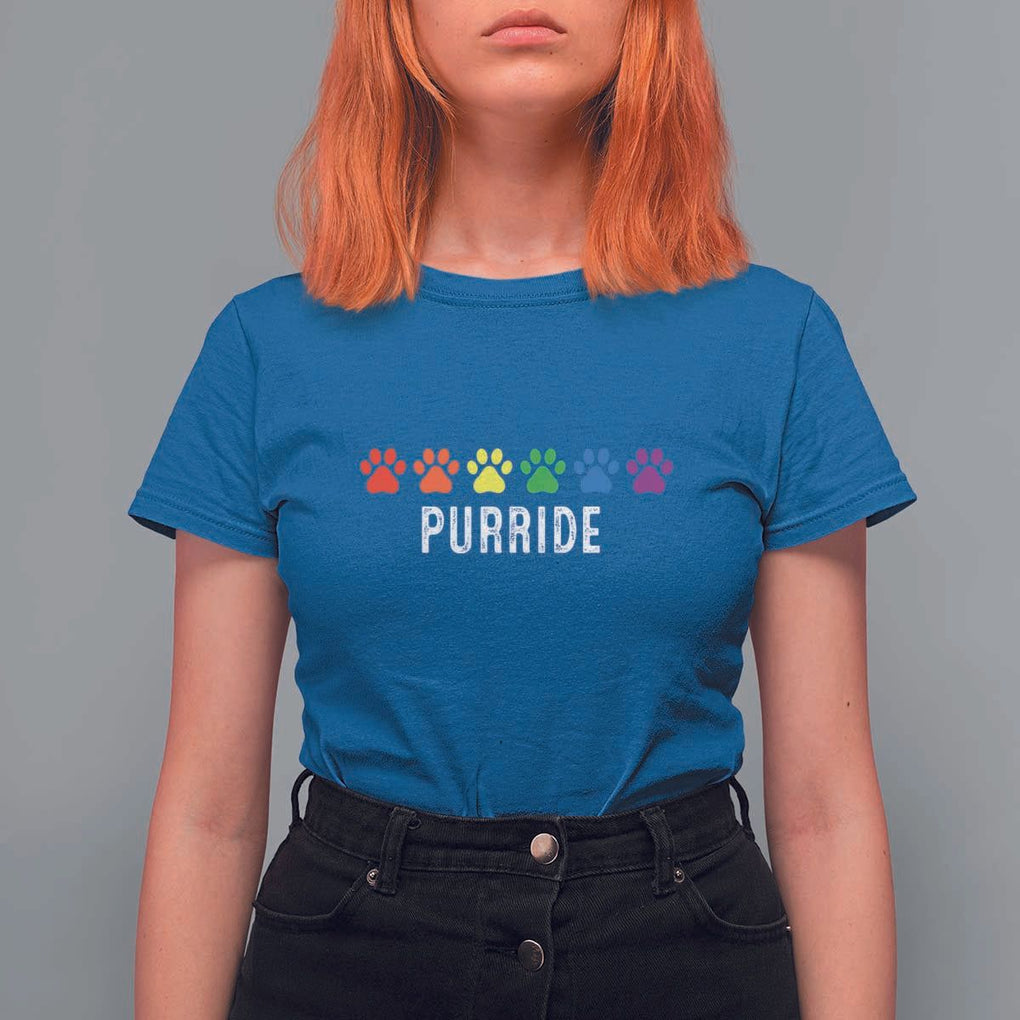 LGBT Cat T Shirt For Women Purride Rainbow Pride Ally TS11 Royal Blue Print Your Wear