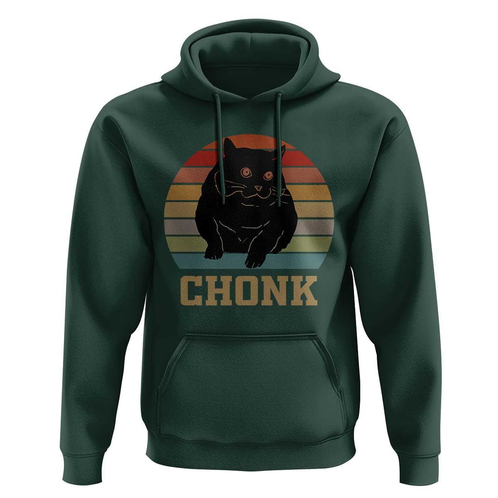 Funny Cat Hoodie Chonk Black Fat Kitten TS11 Dark Forest Green Print Your Wear