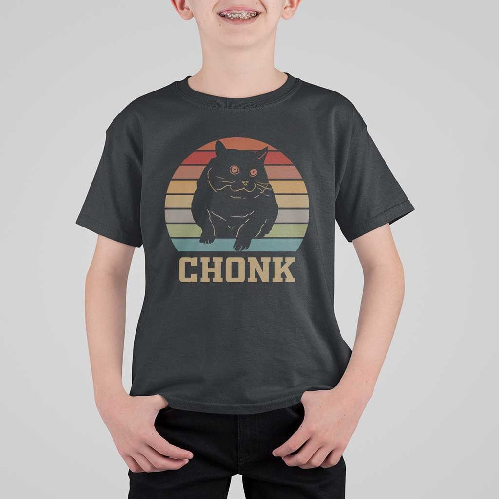 Funny Cat T Shirt For Kid Chonk Black Fat Kitten TS11 Black Print Your Wear