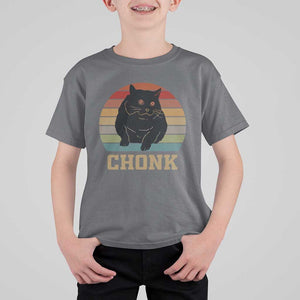 Funny Cat T Shirt For Kid Chonk Black Fat Kitten TS11 Charcoal Print Your Wear