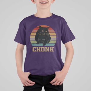 Funny Cat T Shirt For Kid Chonk Black Fat Kitten TS11 Purple Print Your Wear