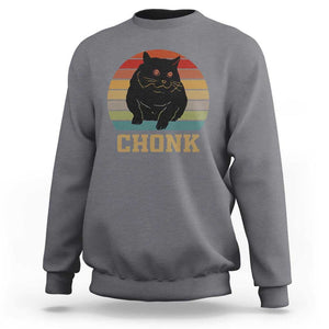 Funny Cat Sweatshirt Chonk Black Fat Kitten TS11 Charcoal Print Your Wear