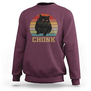 Funny Cat Sweatshirt Chonk Black Fat Kitten TS11 Maroon Print Your Wear