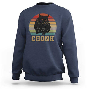 Funny Cat Sweatshirt Chonk Black Fat Kitten TS11 Navy Print Your Wear