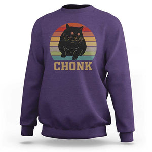 Funny Cat Sweatshirt Chonk Black Fat Kitten TS11 Purple Print Your Wear