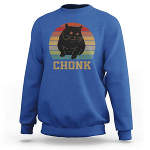 Funny Cat Sweatshirt Chonk Black Fat Kitten TS11 Royal Blue Print Your Wear