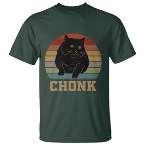 Funny Cat T Shirt Chonk Black Fat Kitten TS11 Dark Forest Green Print Your Wear