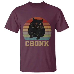 Funny Cat T Shirt Chonk Black Fat Kitten TS11 Maroon Print Your Wear