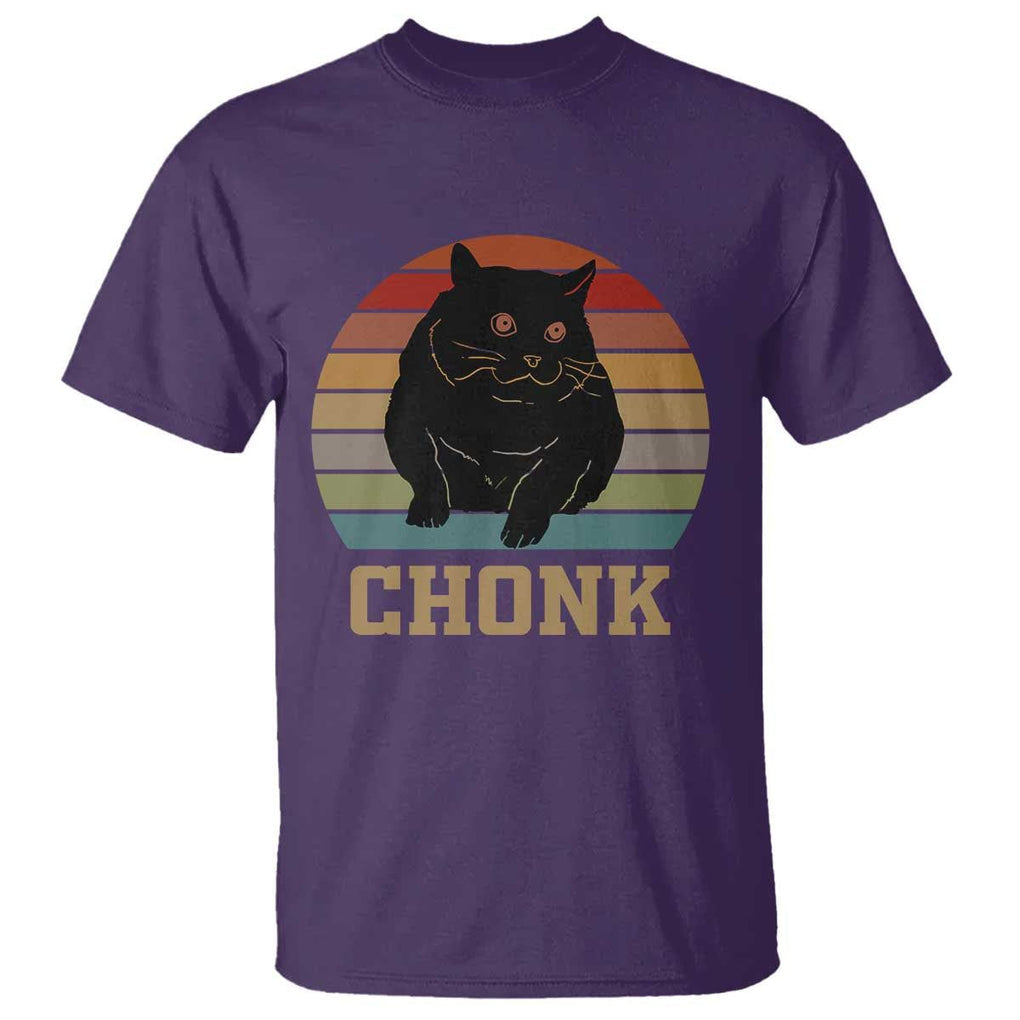 Funny Cat T Shirt Chonk Black Fat Kitten TS11 Purple Print Your Wear