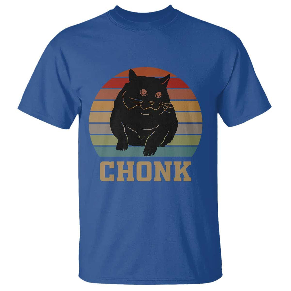 Funny Cat T Shirt Chonk Black Fat Kitten TS11 Royal Blue Print Your Wear