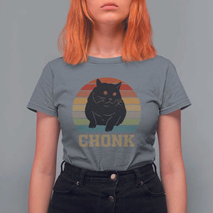 Funny Cat T Shirt For Women Chonk Black Fat Kitten TS11 Charcoal Print Your Wear