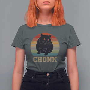 Funny Cat T Shirt For Women Chonk Black Fat Kitten TS11 Dark Heather Print Your Wear