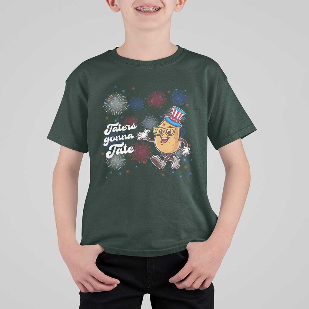 Funny Tater Tot Foodie T Shirt For Kid Taters Gonna Tate Potato TS11 Dark Forest Green Print Your Wear