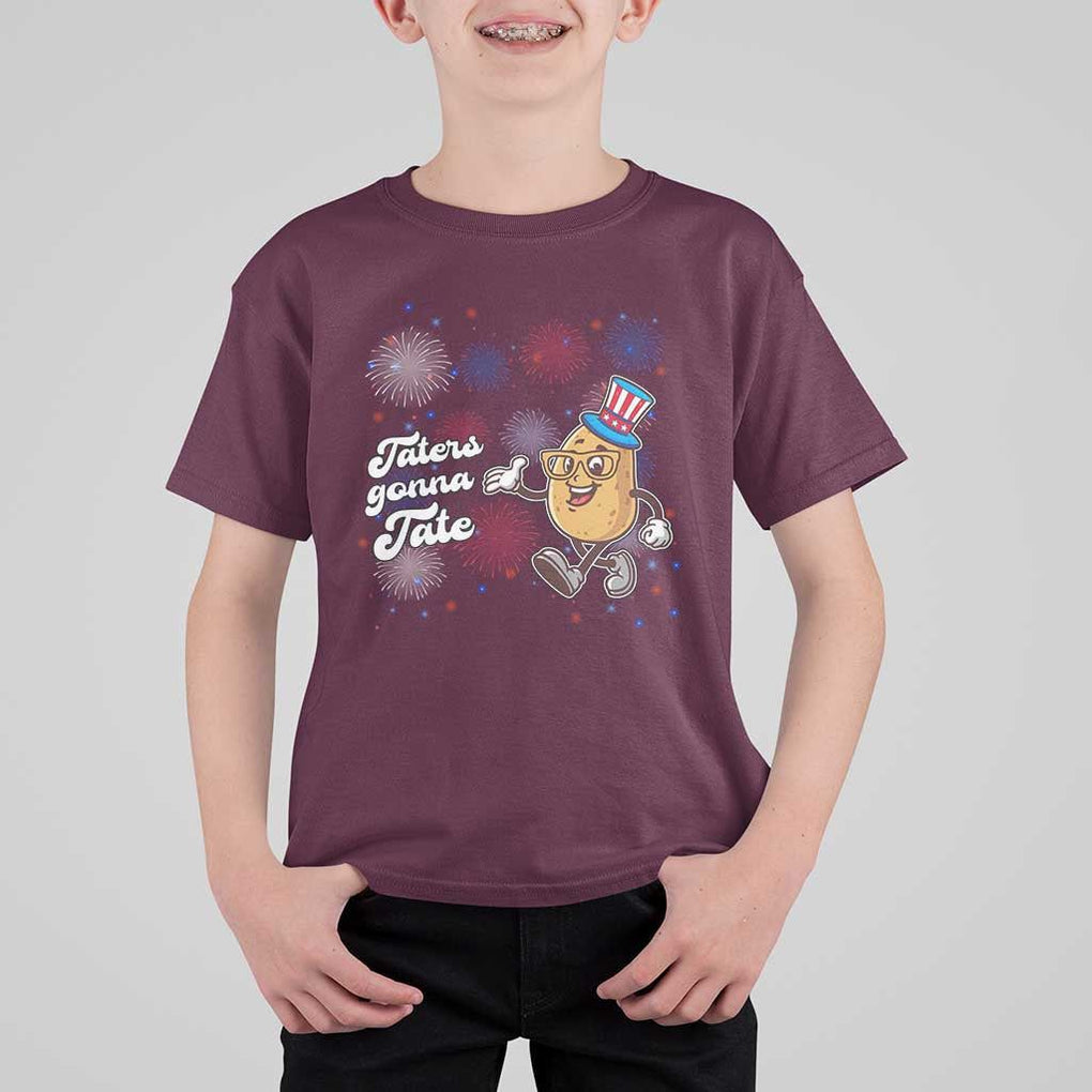 Funny Tater Tot Foodie T Shirt For Kid Taters Gonna Tate Potato TS11 Maroon Print Your Wear