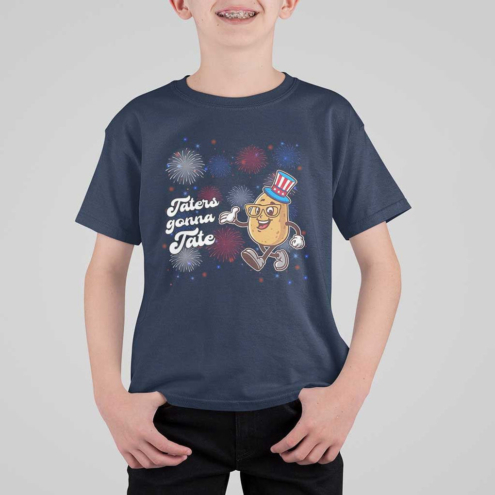 Funny Tater Tot Foodie T Shirt For Kid Taters Gonna Tate Potato TS11 Navy Print Your Wear