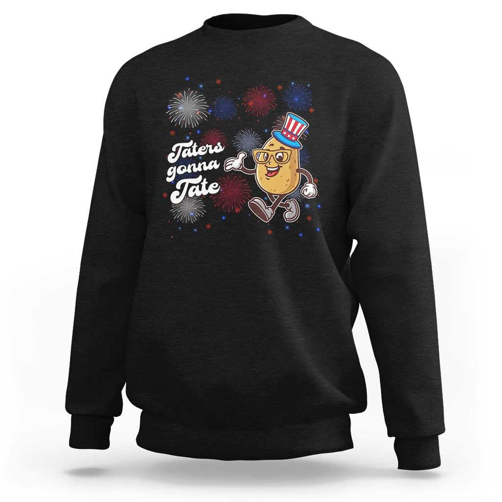 Funny Tater Tot Foodie Sweatshirt Taters Gonna Tate Potato TS11 Black Print Your Wear