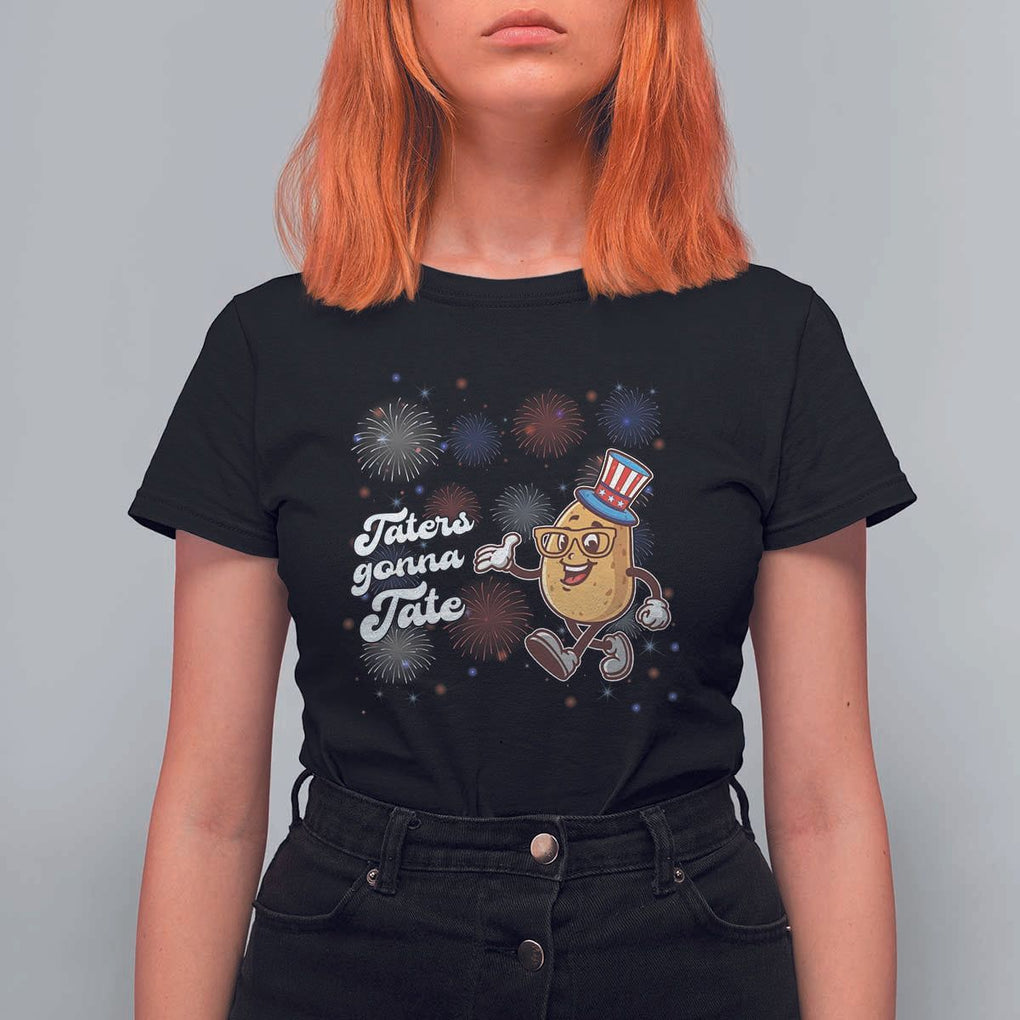 Funny Tater Tot Foodie T Shirt For Women Taters Gonna Tate Potato TS11 Black Print Your Wear