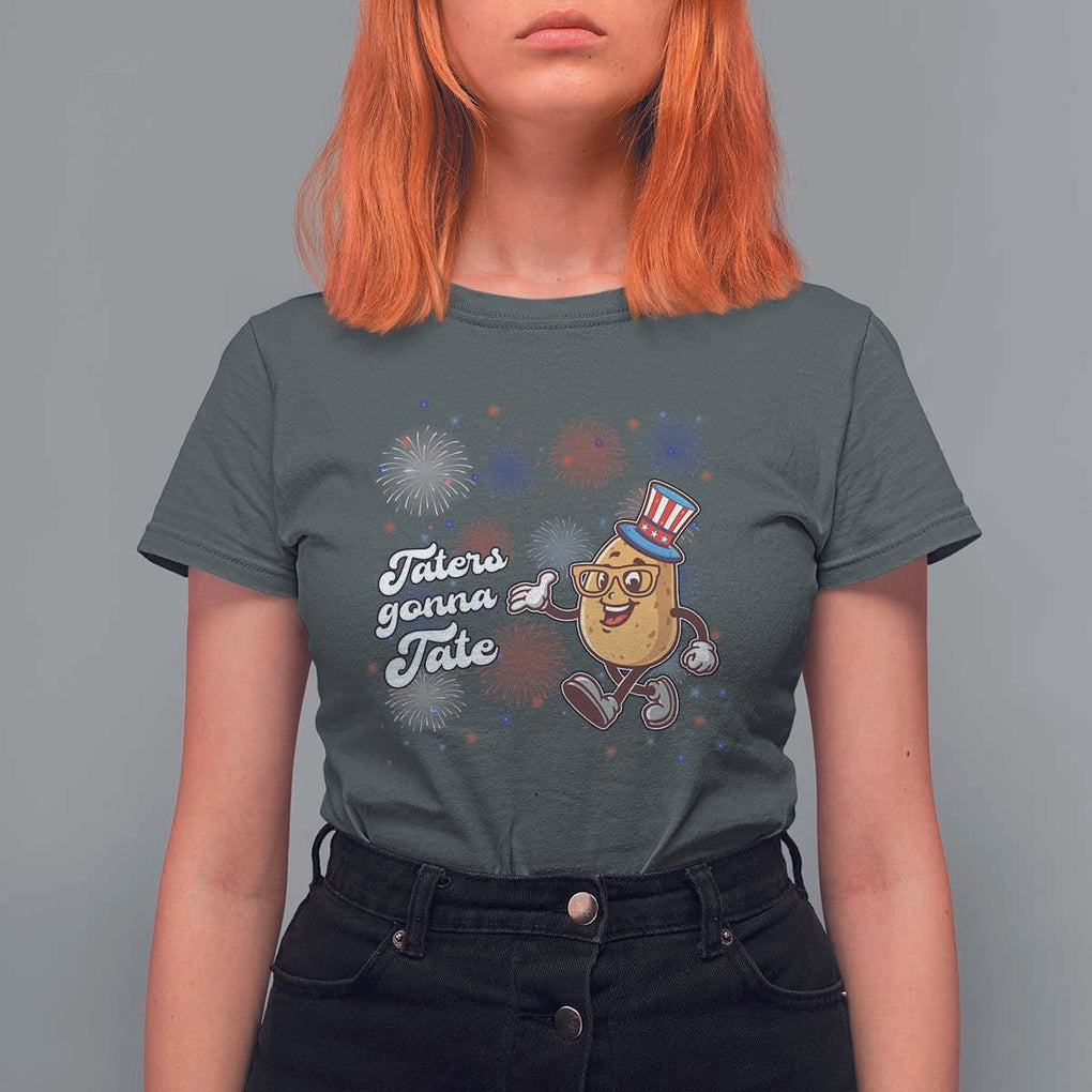 Funny Tater Tot Foodie T Shirt For Women Taters Gonna Tate Potato TS11 Dark Heather Print Your Wear