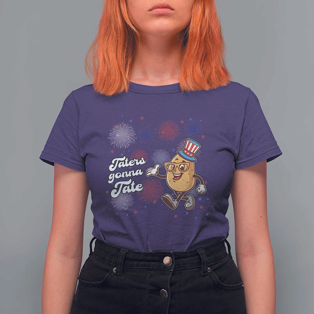 Funny Tater Tot Foodie T Shirt For Women Taters Gonna Tate Potato TS11 Purple Print Your Wear