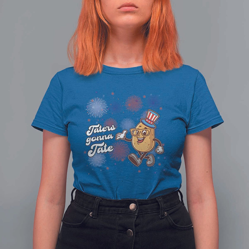 Funny Tater Tot Foodie T Shirt For Women Taters Gonna Tate Potato TS11 Royal Blue Print Your Wear