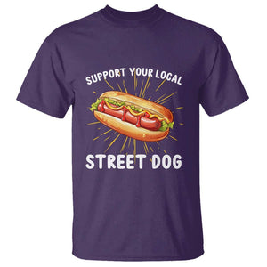 Funny Hotdog T Shirt Support Your Local Street Dog TS11 Purple Print Your Wear