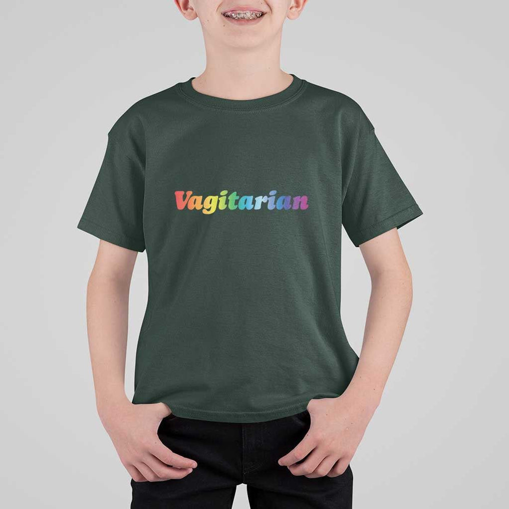 Funny Lesbian T Shirt For Kid Vagitarian LGBT Pride Month TS11 Dark Forest Green Print Your Wear