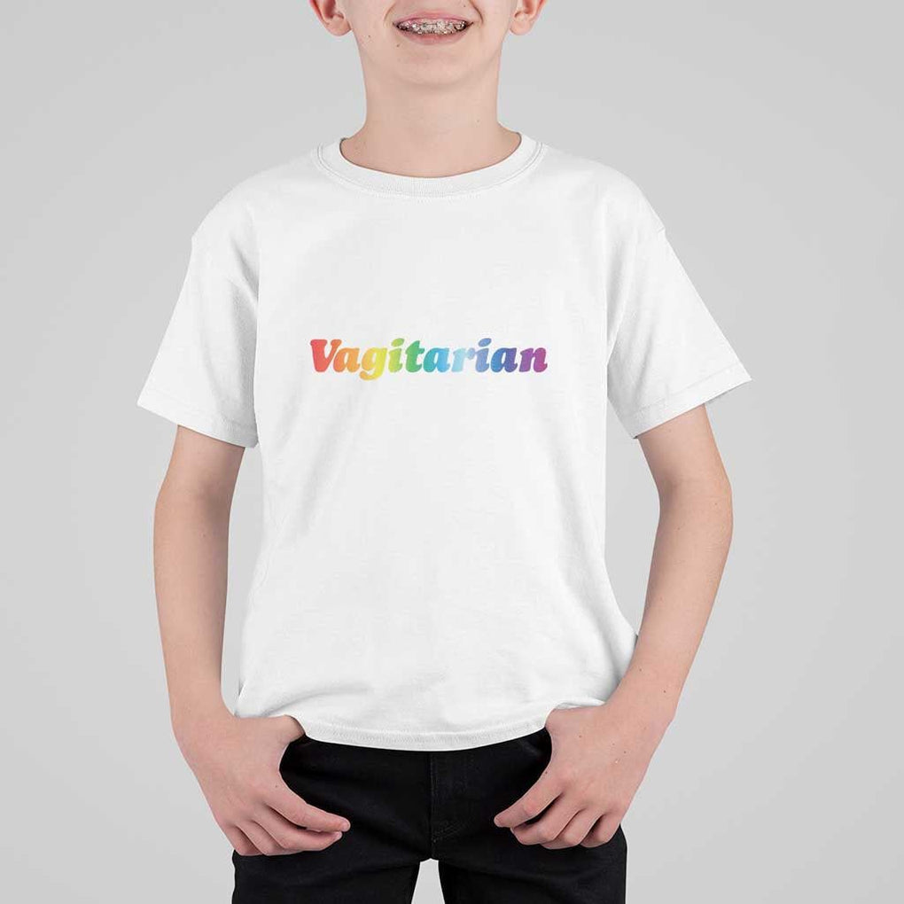 Funny Lesbian T Shirt For Kid Vagitarian LGBT Pride Month TS11 White Print Your Wear
