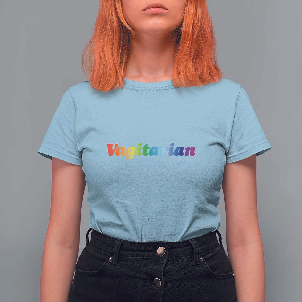 Funny Lesbian T Shirt For Women Vagitarian LGBT Pride Month TS11 Light Blue Print Your Wear