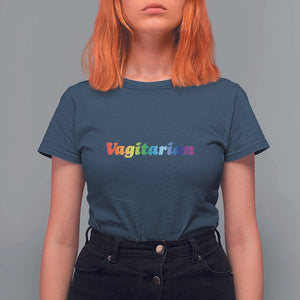 Funny Lesbian T Shirt For Women Vagitarian LGBT Pride Month TS11 Navy Print Your Wear