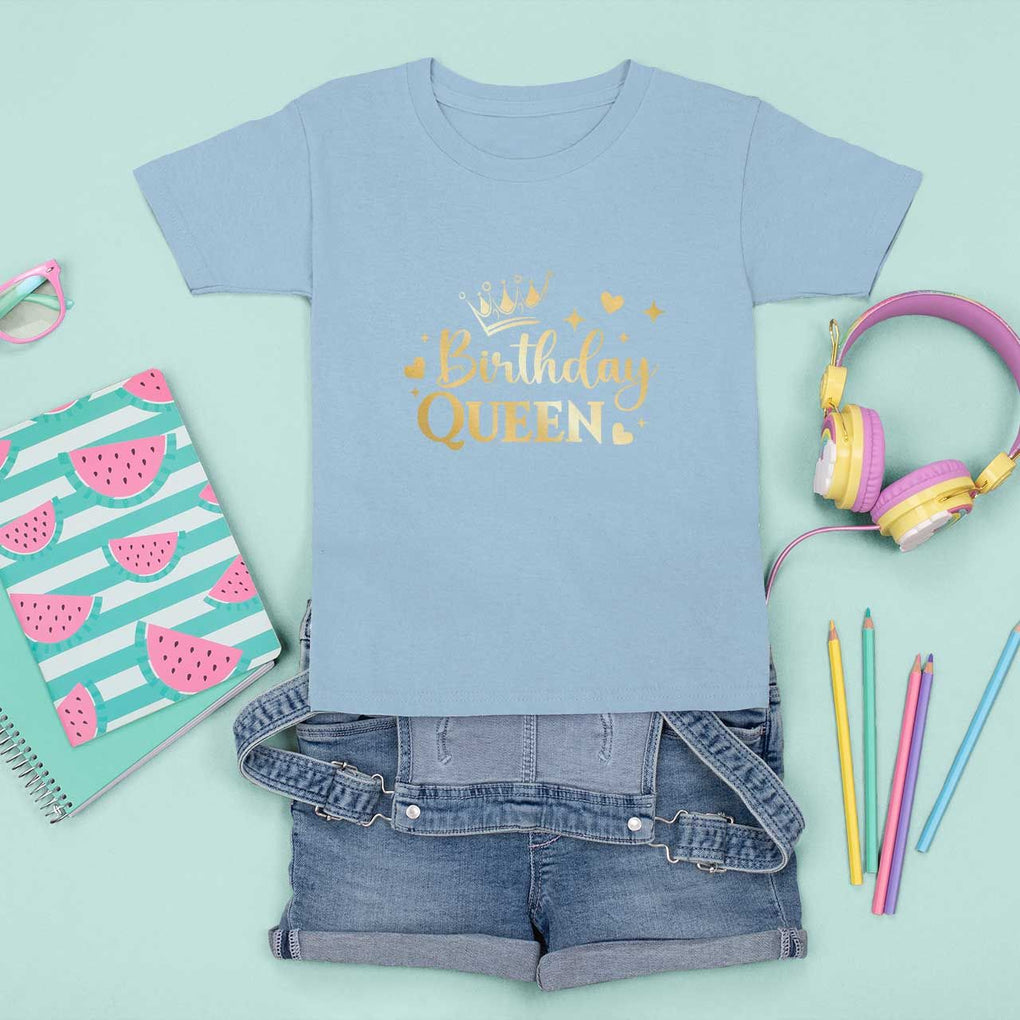 B-Day Girl T Shirt For Kid Birthday Queen Women Matching TS11 Light Blue Print Your Wear