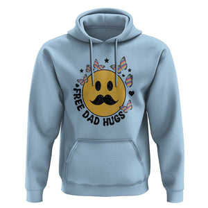 LGBT Free Dad Hugs Hoodie Gay Pride Month Retro Groove Smiley Face Community TS11 Light Blue Print Your Wear