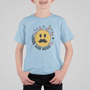 LGBT Free Dad Hugs T Shirt For Kid Gay Pride Month Retro Groove Smiley Face Community TS11 Light Blue Print Your Wear
