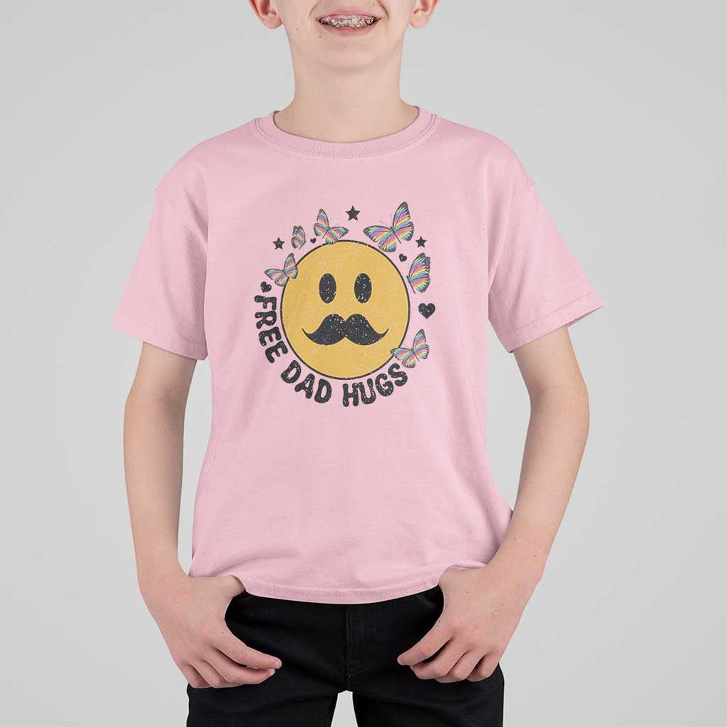 LGBT Free Dad Hugs T Shirt For Kid Gay Pride Month Retro Groove Face Community TS11 Light Pink Print Your Wear