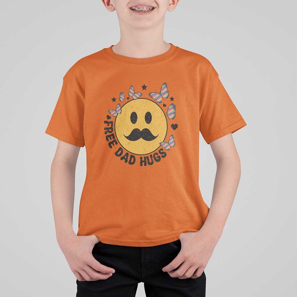 LGBT Free Dad Hugs T Shirt For Kid Gay Pride Month Retro Groove Face Community TS11 Orange Print Your Wear