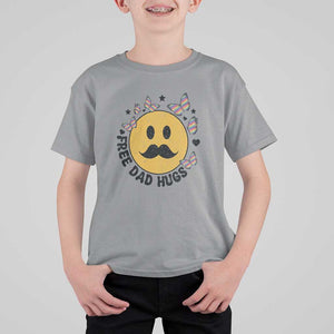 LGBT Free Dad Hugs T Shirt For Kid Gay Pride Month Retro Groove Smiley Face Community TS11 Sport Gray Print Your Wear