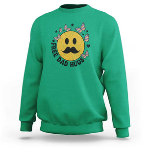LGBT Free Dad Hugs Sweatshirt Gay Pride Month Retro Groove Smiley Face Community TS11 Irish Green Print Your Wear