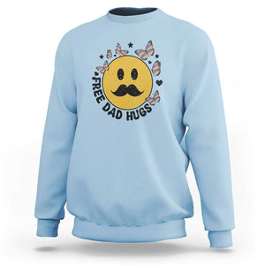 LGBT Free Dad Hugs Sweatshirt Gay Pride Month Retro Groove Smiley Face Community TS11 Light Blue Print Your Wear